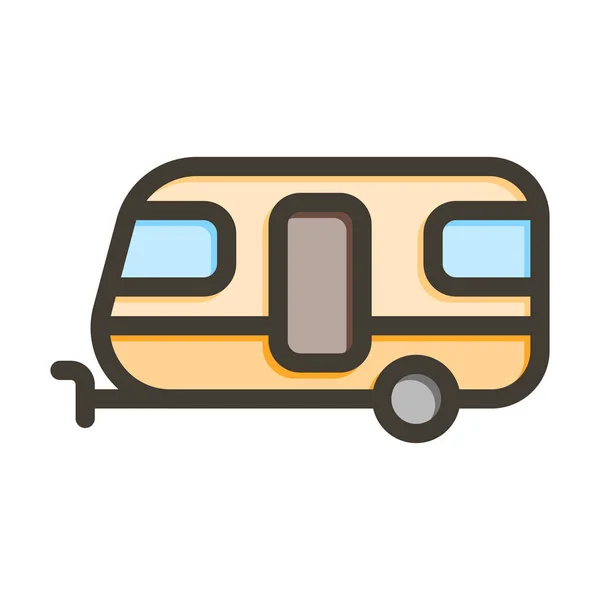Caravan Vector Thick Line Colors Icon Für Den Persönlichen Und — Stockvektor