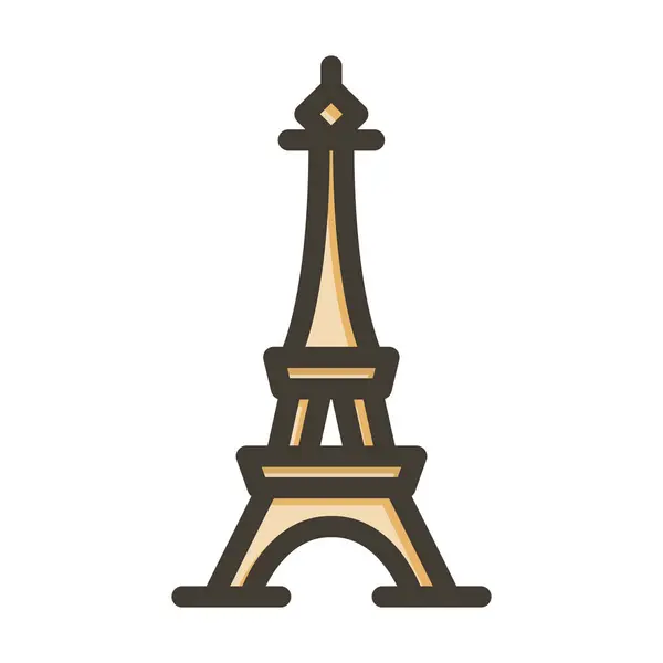 Ícone Cores Cheias Linha Grossa Vetor Eiffel Para Uso Pessoal — Vetor de Stock