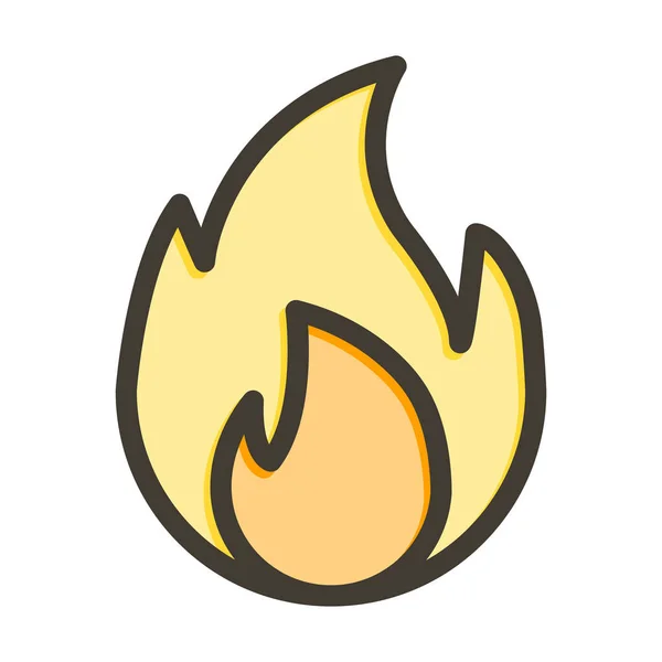 Значок Толстая Линия Огня Заполненный Цветами Личного Коммерческого Использования — стоковый вектор