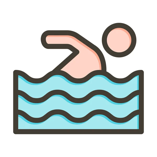 Swimming Vector Thick Line Colors Icon Für Den Persönlichen Und — Stockvektor