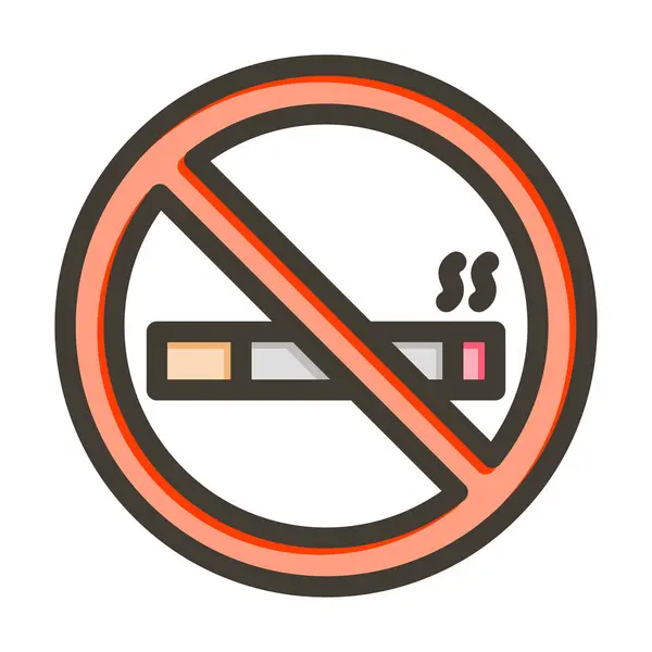 Tilos Dohányzás Vektor Vastag Vonal Töltött Színek Ikon Személyes Kereskedelmi — Stock Vector