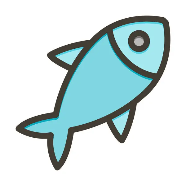 Fish Vector Thick Line Colors Icon Für Den Persönlichen Und — Stockvektor