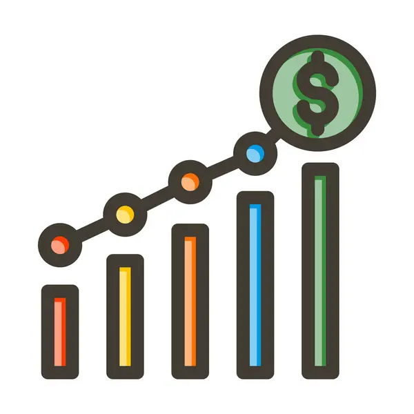 个人及商业用途的财务盈利向量填充配色线 — 图库矢量图片