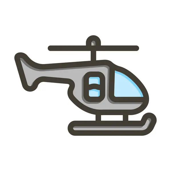 Helicopter Vector Thick Line Filled Colors Icon Personal Commercial Use — Stock Vector