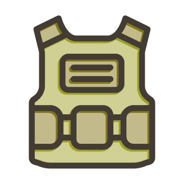 Kurşun geçirmez yelek vektör çizgisi Renk Simgesi Kişisel ve ticari kullanım için doldurulmuş