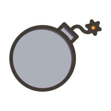 Bomba Vektörü Kalın Çizgisi Kişisel ve Ticari Kullanım İçin Renk Simgesi Dolduruldu