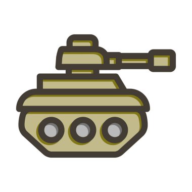 Tank Vektörü Kalın Çizgisi Kişisel ve Ticari Kullanım için Renk Simgesi Dolduruldu