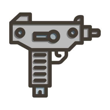 Uzi Vektör Kalın Çizgisi Kişisel ve Ticari Kullanım için Renk Simgesi Dolduruldu