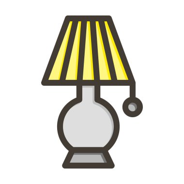 Kişisel ve ticari kullanım için Renk Simgesi Doldurulmuş Masa Lambası Vektörü Kalın Çizgisi