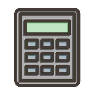 Kişisel ve Ticari Kullanım İçin Renk Simgesi Doldurulmuş Hesaplayıcı Vektör Kalın Çizgisi