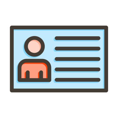 Kişisel ve Ticari Kullanım İçin Renk Simgesi Doldurulmuş Kimlik Kartı Kalın Çizgisi