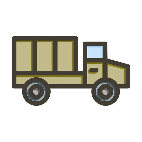 军用卡车矢量载重线填充着色图标供个人和商业用途 — 图库矢量图片