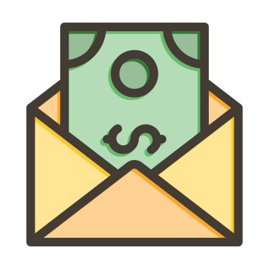 Kişisel ve Ticari Kullanım İçin Renk Simgesi Doldurulmuş Maaş Posta Çizgisi Kalın Çizgisi