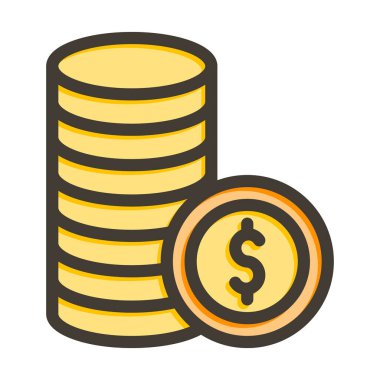 Para Yığını Kalın Çizgisi Renk Simgesi Kişisel ve Ticari Kullanım İçin Doldurulmuş