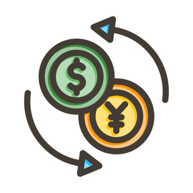 Para Birimi Değişimi Vektör Kalın Çizgisi Kişisel ve Ticari Kullanım için Renk Simgesi