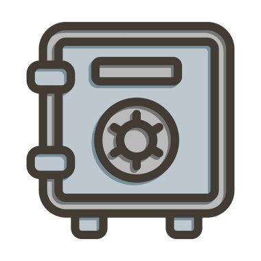 Kişisel ve Ticari Kullanım İçin Renk Simgesi Doldurulmuş Güvenli Kutu Vektörü Kalın Çizgisi