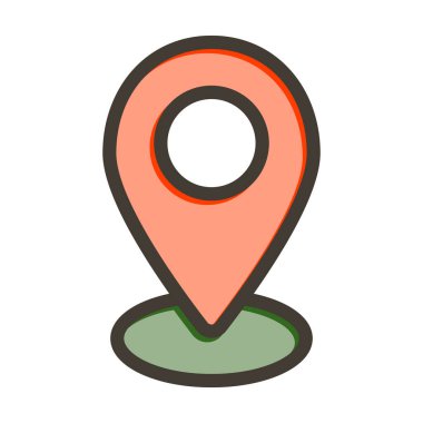 Konum Pin Vektörü Kalın Çizgisi Kişisel ve Ticari Kullanım için Renk Simgesi Dolduruldu