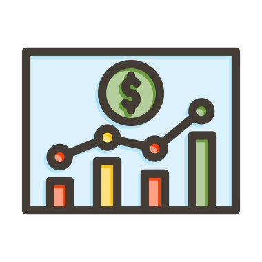 Borsa Vektörü Kalın Çizgisi Kişisel ve Ticari Kullanım İçin Renk Simgesi Dolduruldu