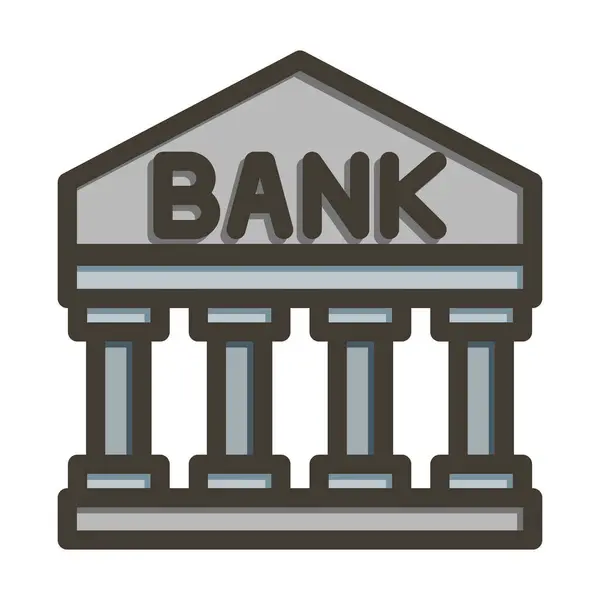Bank Vektor Vastag Vonal Töltött Színek Ikon Személyes Kereskedelmi Használatra — Stock Vector