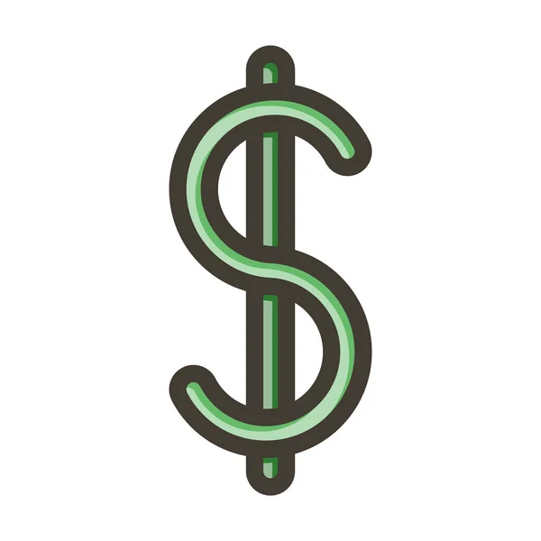 Dollar Symbol Vector Thick Line Colors Icon Für Den Persönlichen — Stockvektor