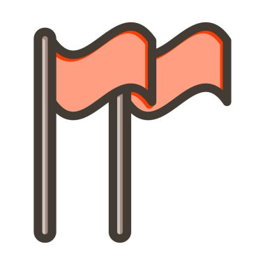 Bayrak Vektörü Kalın Çizgisi Kişisel ve Ticari Kullanım için Renk Simgesi Dolduruldu