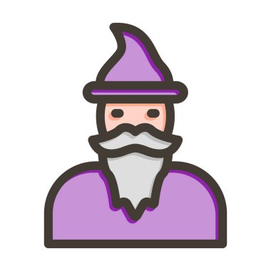 Kişisel ve ticari kullanım için Renk Simgesi Doldurulmuş Sihirbaz Vektör Kalın Çizgisi.