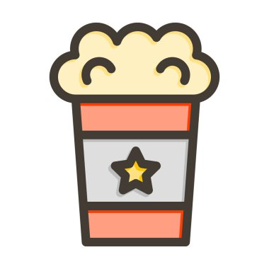 Popcorn Vector Kalın Çizgisi Kişisel ve Ticari Kullanım İçin Renk Simgesi Dolduruldu