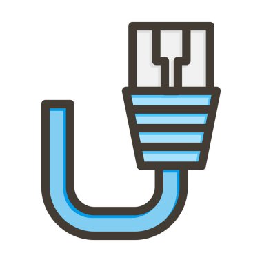 Ethernet Vektör Kalın Çizgisi Kişisel ve Ticari Kullanım İçin Renk Simgesi Dolduruldu