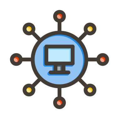 Kişisel ve Ticari Kullanım İçin Renk Simgesi Doldurulmuş Ağ Vektörü Kalın Çizgisi