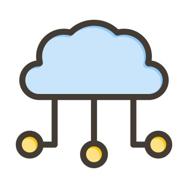 Bulut Sıkıştırma Vektör Kalın Çizgisi Kişisel ve Ticari Kullanım için Renk Simgesi