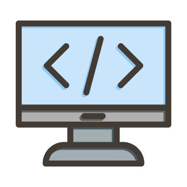 Dil Vektörü Kalın Çizgisi Programlanması Kişisel ve Ticari Kullanım İçin Renk Simgesi Dolduruldu