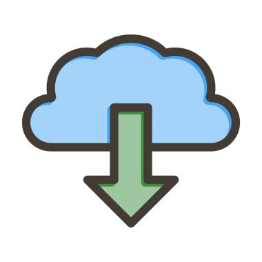 Bulut İndirme Kalın Çizgisi Kişisel ve Ticari Kullanım için Renk Simgesi Dolduruldu