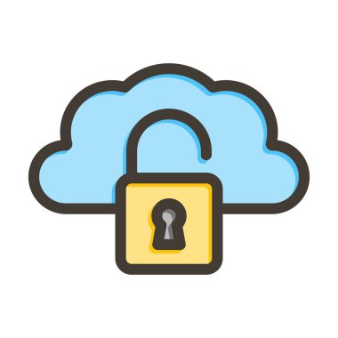 Güvensiz Bulut Vektörü Kalın Çizgisi Kişisel ve Ticari Kullanım İçin Renk Simgesi Dolduruldu