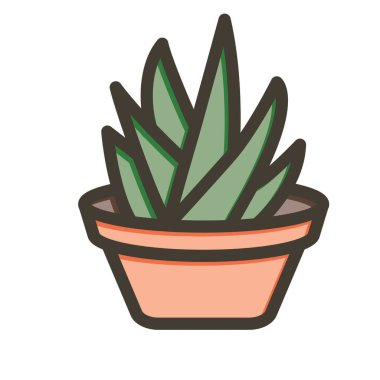 Aloe Vera Vector Kalın Çizgi Renk Simgesi Kişisel ve Ticari Kullanım İçin