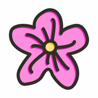 Dahlia Vektör Kalın Çizgisi Kişisel ve Ticari Kullanım İçin Renk Simgesi Dolduruldu