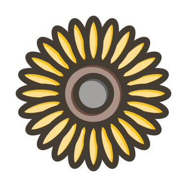 Ayçiçeği Vektör Kalın Çizgisi Renk Simgesi Kişisel ve Ticari Kullanım İçin