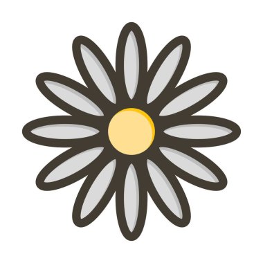 Kişisel ve Ticari Kullanım İçin Renk Simgesi Doldurulmuş Daisy Vector Kalın Çizgisi