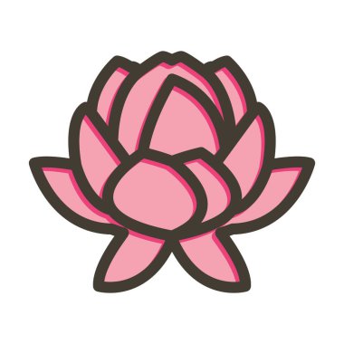 Lotus Çiçeği Vektör Kalın Çizgisi Kişisel ve Ticari Kullanım İçin Renk Simgesi Dolduruldu