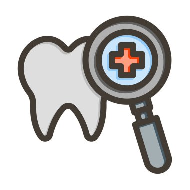 Kişisel ve ticari kullanım için Renk Simgesi Doldurulmuş Diş Sağlama Vektörü Kalın Çizgisi