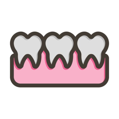 Diş Vektörü Kalın Çizgisi Kişisel ve Ticari Kullanım için Renk Simgesi Dolduruldu