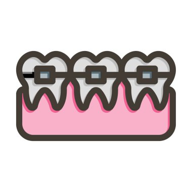 Diş telleri Vektör Kalın Çizgisi Kişisel ve Ticari Kullanım İçin Renk Simgesi Dolduruldu