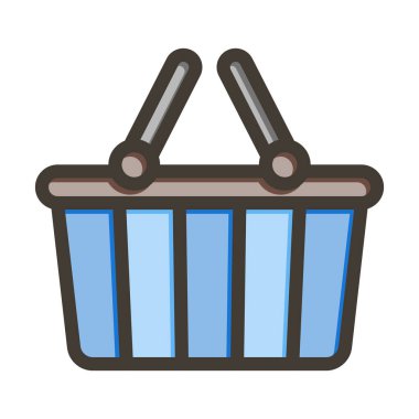 Basket Vektörü Kalın Çizgisi Kişisel ve Ticari Kullanım için Renk Simgesi Dolduruldu