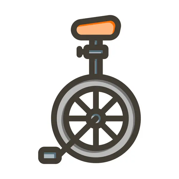 Einrad Vector Thick Line Colors Icon Für Den Persönlichen Und — Stockvektor