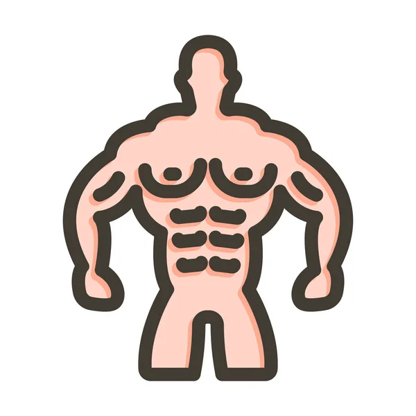 Muscle Man Vector Thick Line Filled Colors Icon Personal Commercial — Stock Vector