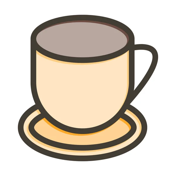 Кофе Кубок Вектор Толстая Линия Заполненные Цвета Значок Личного Коммерческого — стоковый вектор