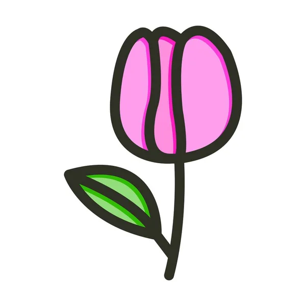 Icône Remplissante Couleurs Ligne Épaisse Vecteur Tulipe Pour Usage Personnel — Image vectorielle
