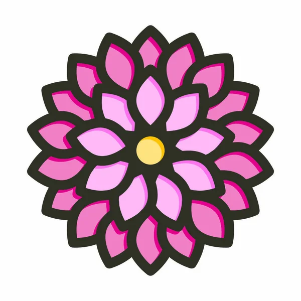 Цветочный Вектор Толстая Линия Заполненные Цвета Значок Личного Коммерческого Использования — стоковый вектор