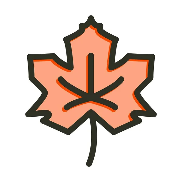 Maple Leaf Διάνυσμα Παχιά Γραμμή Γεμάτη Χρώματα Εικονίδιο Για Προσωπική — Διανυσματικό Αρχείο