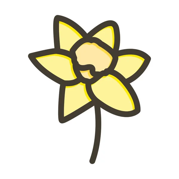 Daffodil Vector Thick Line Llenó Ícono Colores Para Uso Personal — Vector de stock