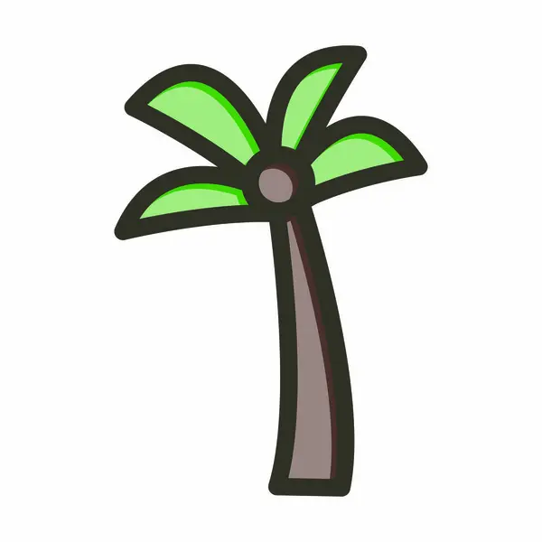 Palmový Vektor Tree Tlustá Čára Plné Barvy Ikona Pro Osobní — Stockový vektor